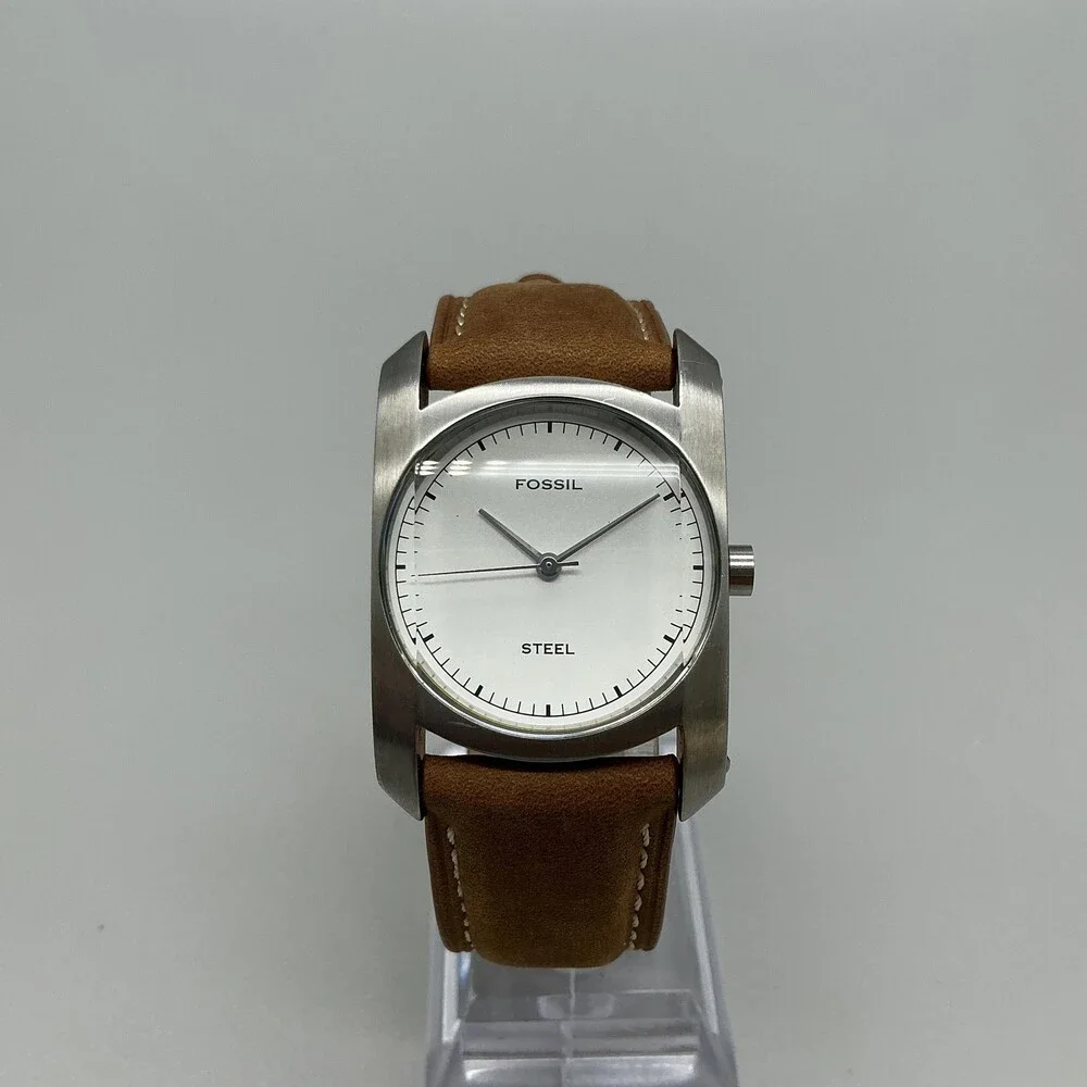 Fossil Arkitekt FS-2782 Men Watch 30mm Brown Leather Stainless Steel New Battery